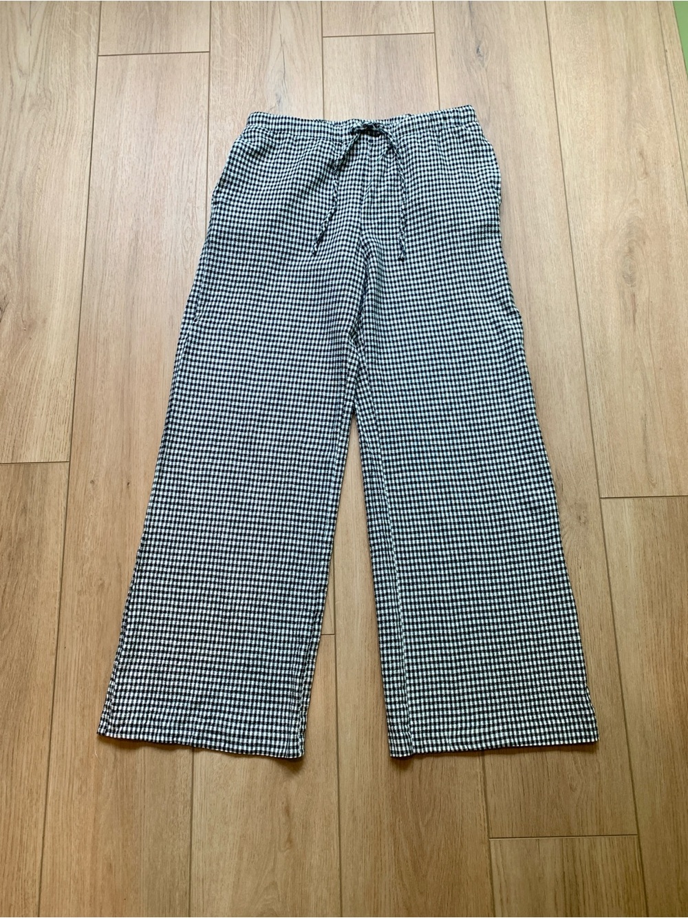 Black & White Gingham Drawstring Pants Ladies